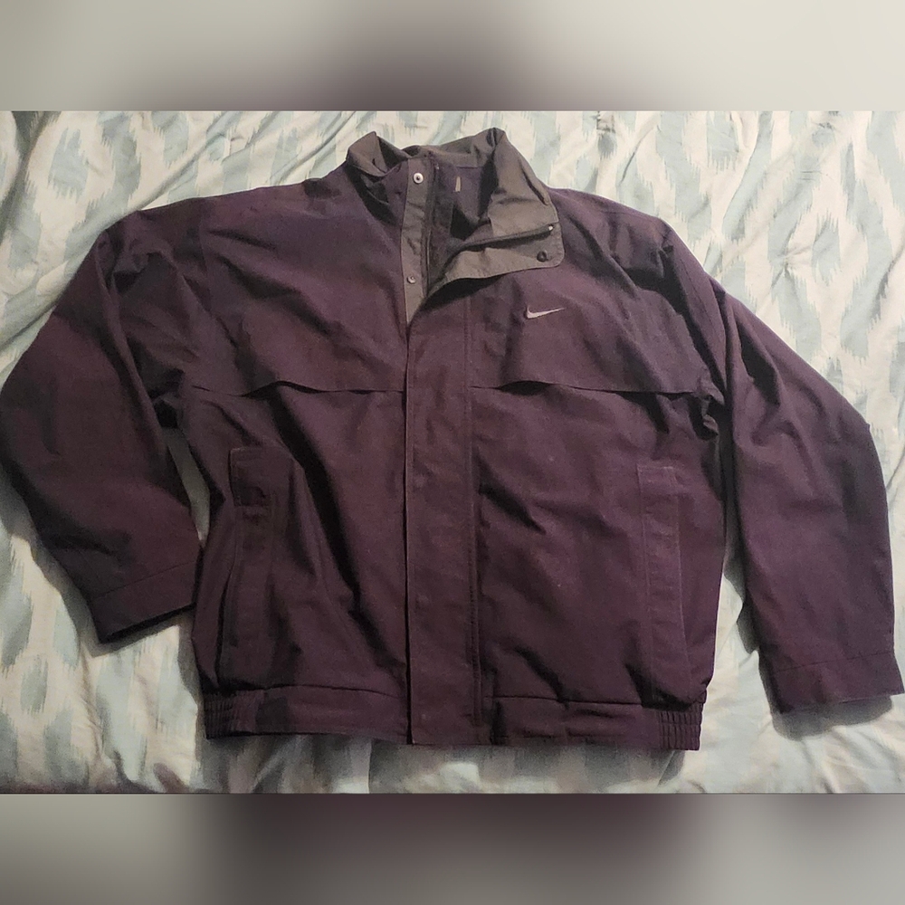 Nike Golf Jacket Men's Large Storm Fit Full Zip/Snap Rain/ Windbreaker VTG Black